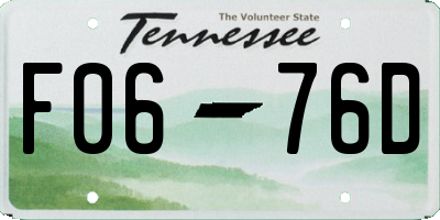 TN license plate F0676D