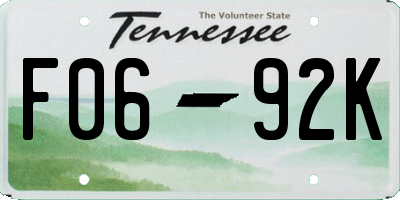 TN license plate F0692K