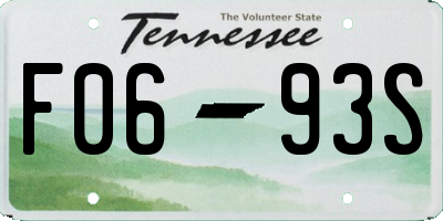 TN license plate F0693S