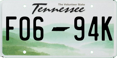 TN license plate F0694K