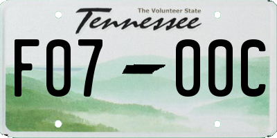 TN license plate F0700C