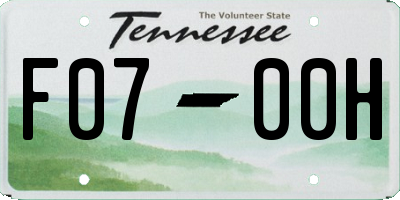 TN license plate F0700H