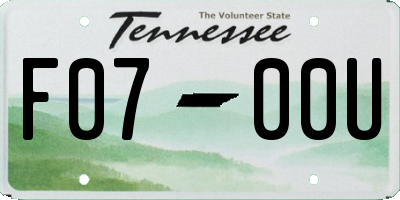 TN license plate F0700U