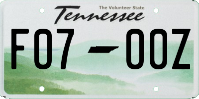 TN license plate F0700Z