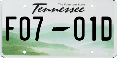 TN license plate F0701D