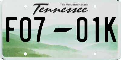 TN license plate F0701K