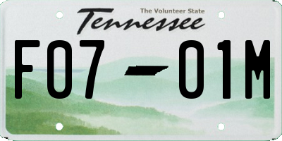 TN license plate F0701M