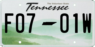 TN license plate F0701W