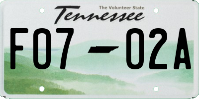 TN license plate F0702A