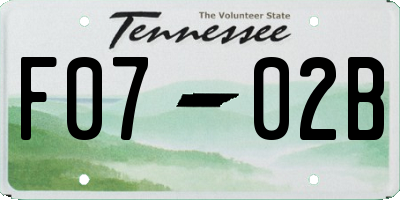 TN license plate F0702B