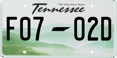 TN license plate F0702D