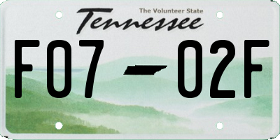 TN license plate F0702F