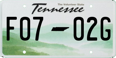 TN license plate F0702G