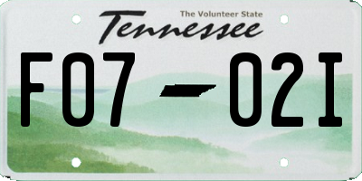 TN license plate F0702I