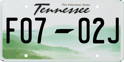 TN license plate F0702J