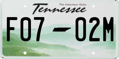 TN license plate F0702M