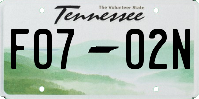 TN license plate F0702N