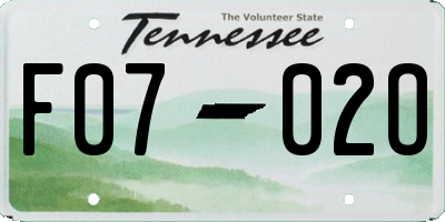 TN license plate F0702O