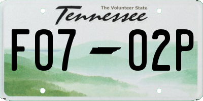 TN license plate F0702P