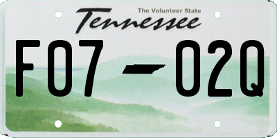 TN license plate F0702Q