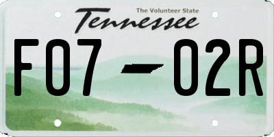 TN license plate F0702R