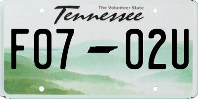 TN license plate F0702U