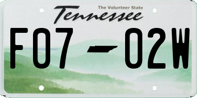 TN license plate F0702W