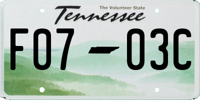 TN license plate F0703C