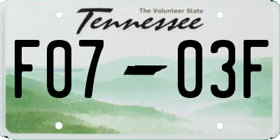 TN license plate F0703F