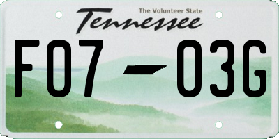 TN license plate F0703G