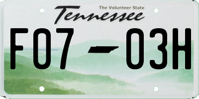 TN license plate F0703H