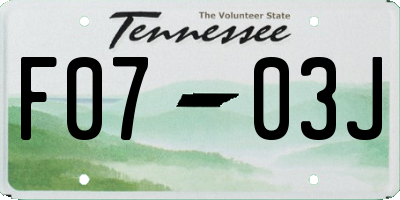 TN license plate F0703J