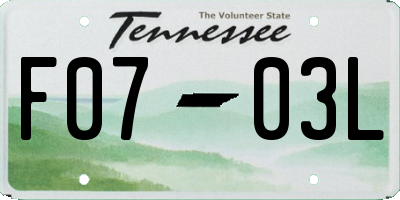 TN license plate F0703L