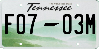 TN license plate F0703M