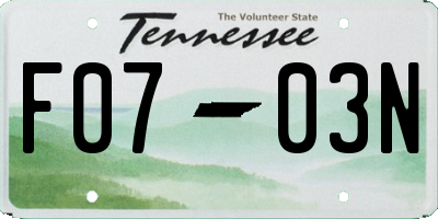TN license plate F0703N