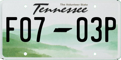 TN license plate F0703P
