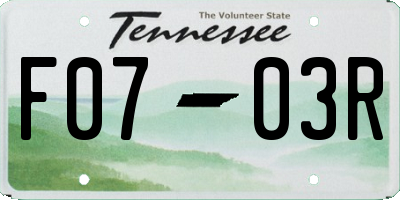 TN license plate F0703R