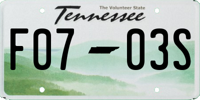 TN license plate F0703S