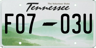 TN license plate F0703U