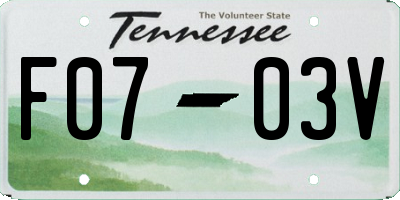 TN license plate F0703V