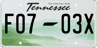 TN license plate F0703X