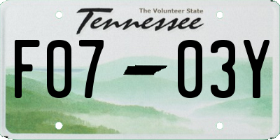 TN license plate F0703Y