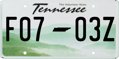 TN license plate F0703Z