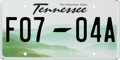 TN license plate F0704A