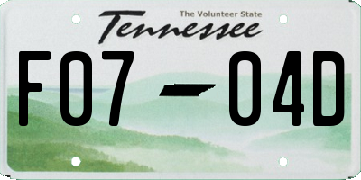TN license plate F0704D