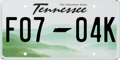 TN license plate F0704K
