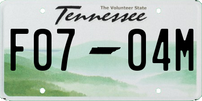 TN license plate F0704M