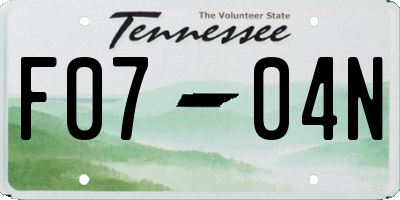 TN license plate F0704N