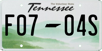 TN license plate F0704S
