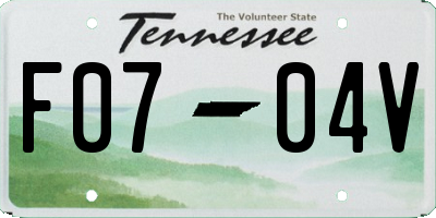 TN license plate F0704V